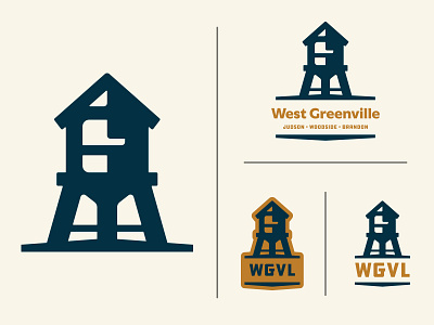 MGC 145: West Greenville badge badge design branding cream design greenville icon iconography illustration logo sc tower typography ui water tower