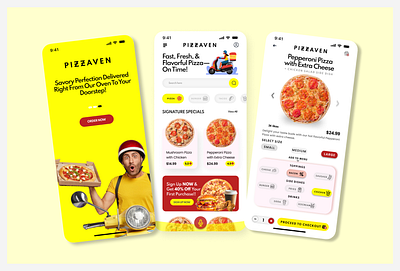 Pizza Delivery App Design branding chicken delivery design fastfood food pepperoni pizza ui