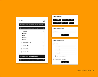Daily UI Challenge #042 - To-Do List black and white challenge clean ui daily ui daily ui 42 list minimalist notes to do list