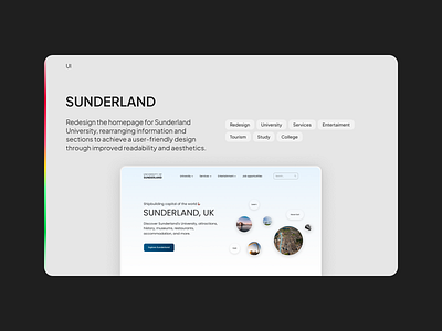 UI redesign for SUNDERLAND University graphic design landing page ui web