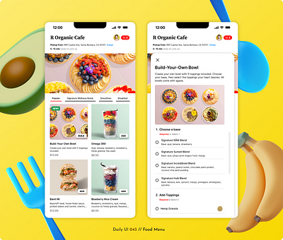 Daily UI Challenge #043 - Food Menu challenge daily ui daily ui 43 food app food customization food delivery food menu food ordering menu