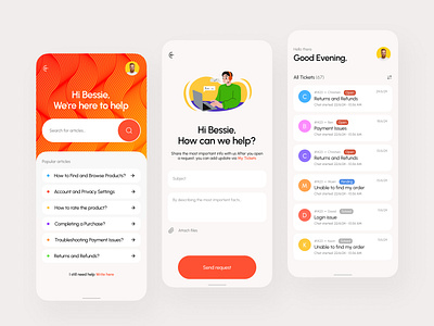 CS flow App UI app design clean help interface ios managment mobile app modern product design support center ticket app ui ux