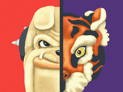 Go Tigers! animal athletics bulldog clemson college football georgia illuatration mascot ncaa tiger