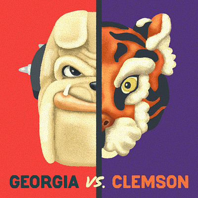 Go Tigers! animal athletics bulldog clemson college football georgia illuatration mascot ncaa tiger