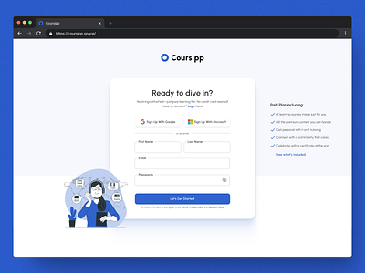 Sign-Up Experience for Coursipp course desktop figma online course register sign up signup ui ux web web app website
