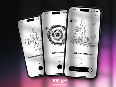 Fitness App Onboarding Screens app appdesign design fitness health mobileapp onboarding onboardingscreens productdesign ui uiux uiuxdesign userinterface wellness