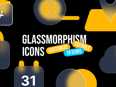 Free Glassmorphism Icons - Fully Customizable animation branding customized design graphic design icons svg ui