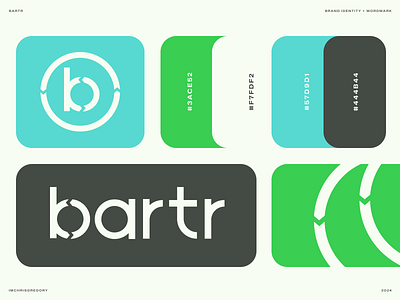 Bartr Logo and Brand Identity b black blue branding circle green logo type typography