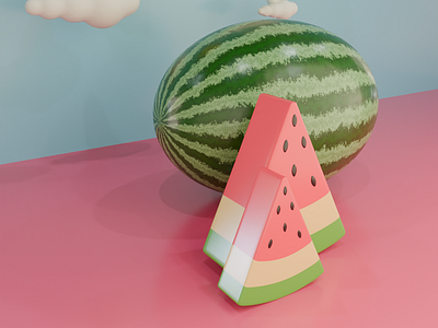 Watermelon under a sunny sky | Blender 3d blender3d graphic design sunnyday