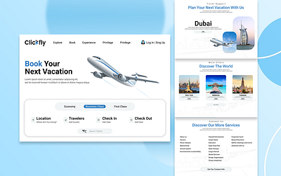 Besic Website Interface Design For Clickfly. besicui flight ticket ui uiux wubsiteui