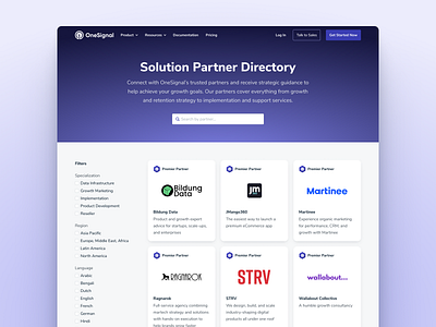 Partner Directory 2024 directory onesignal partner partnership ui