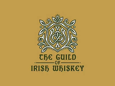 The guild of Irish Whiskey celts coat of arms logo logotype monogram