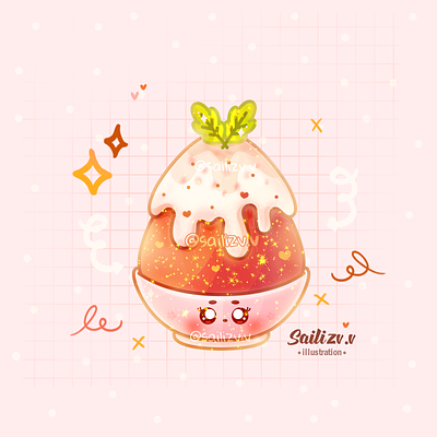 Bingsu - Chocolate by sailizv.v adorable adorable lovely artwork concept creative cute art design digitalart illustration