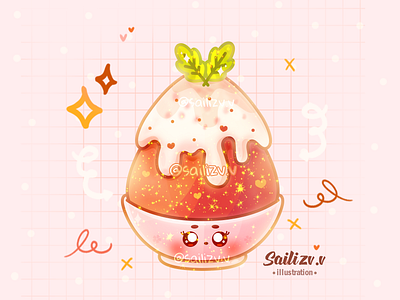 Bingsu - Chocolate by sailizv.v adorable adorable lovely artwork concept creative cute art design digitalart illustration