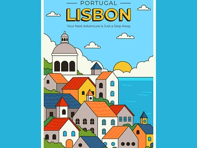 Lisbon Poster branding cartoon city colorful design graphic design house illustration landscape lisbon portugal sea ui