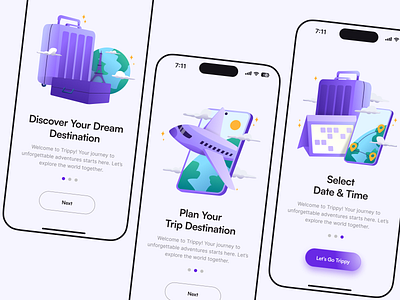 Trippy Mobile App Illustration adventure app booking digitalillustration flight graphic design holiday illustration mobile mobiledesign onboardingdesign ticket travel travelapp ui uiuxdesign userexperience userinterface