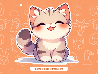 Design cute kawaii animal, mascot, cartoon logo for sticker mascot cartoon