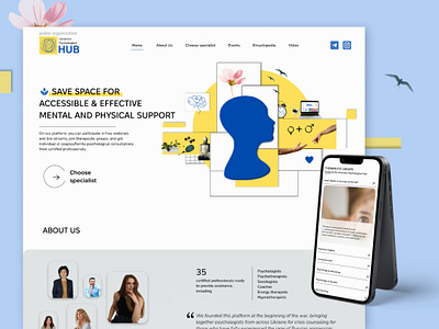 Ukrainian Psychological Hub - Redesign Project coll design figma graphic design hero section illustration lan landingpage mental health psychological service ui ux webdesign wix