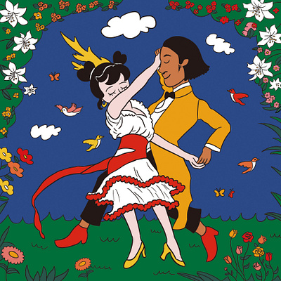 A spring waltz Illustration artwork character dance dancing drawing graphic design illustration korean waltz