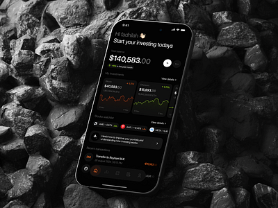 Finsharp- Crypto & Stock Investment mobile apps ♦️ bank banking chart clean crypto design finance fintech invest investment mobile money simple stock ui ux