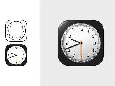 Clock app icon in Skeuomorphism 3d app icon black clock clock app clock icon design graphic design icon illustration ios iphone iphone app iphone app icon minimal skeuomorph skeuomorphic skeuomorphism time white