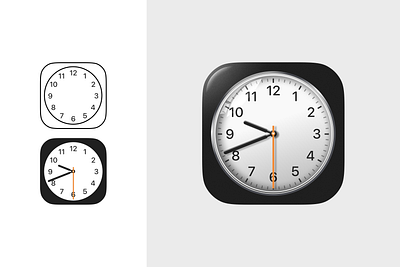 Clock app icon in Skeuomorphism 3d app icon black clock clock app clock icon design graphic design icon illustration ios iphone iphone app iphone app icon minimal skeuomorph skeuomorphic skeuomorphism time white