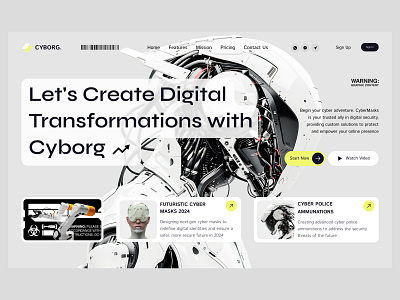 Cyberpunk cyberp cyberpunk cyborg design graphic design landig page minimalism ui