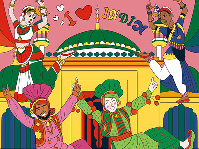 I love India Illustration artwork bollywood character dance dancing drawing graphic design illustration india korean movie music musical tour travel trip world