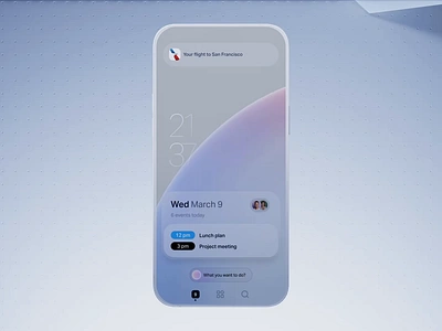Natural OS home screen UI 3d ai animation branding c4d calendar illustration interaction mobile motion operating os personal product profile system ui ux voice