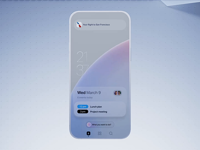 Natural OS home screen UI 3d ai animation branding c4d calendar illustration interaction mobile motion operating os personal product profile system ui ux voice