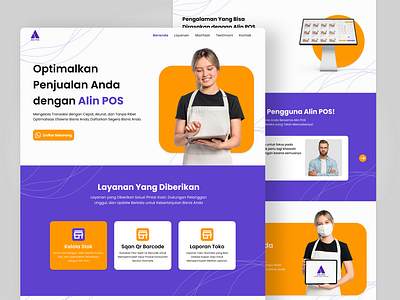 Alin POS - Point of Sale Landing Page app branding cashier design graphic design illustration landing page logo point of sale pos ui ui ux vector