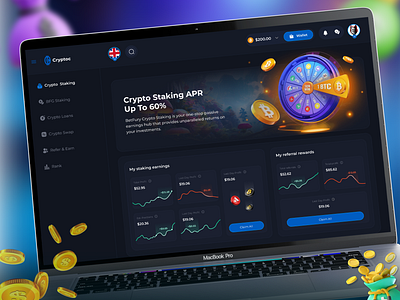 Crypto Gambling Dashboard bet app crypto dashboard crypto staking dashboard dashboard design gambling gambling site game game design gaming gaming dashboard gaming design original games roulette web 3 game web3