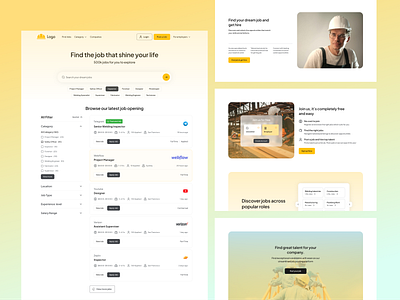 Industrial Job Portal - Homepage career hiring homepage industrial design jobs industrialdesign industrialjobs industry job platform job platform landing page job seeker website jobs landing page design recruitment search jobs uiux saas user interface web design