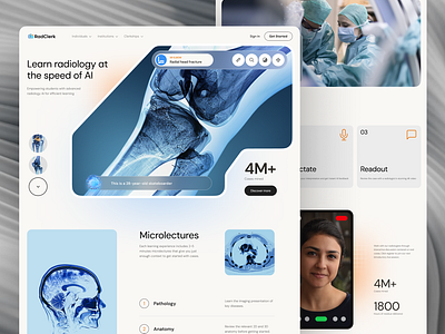 Radiology learning with AI - Radclerk 3d ai animation design design thinking illustration interactivelabs learning medical motion graphics radclerk radiology study ui ui design user interface ux design web design web development website