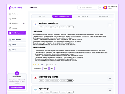 Passivae Project Dashboard #1 dashboard project dashboard ui design day one dashboard project dashbaord project dashboard ui design ui ux ui ux dashboard