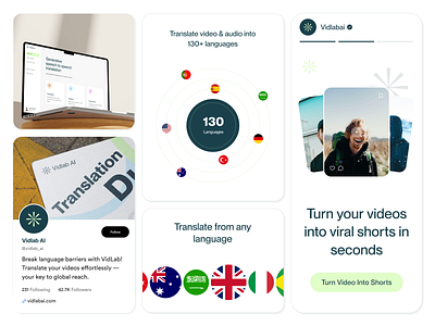 VidLab AI - AI Voice Translator 3d ai animation ar branding graphic design image to video logo motion graphics resimpl text to video typography ui video to video vidlab ai voice translation vr