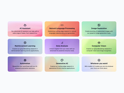 Gradient Cards 🎨 ai card cards design grid list minimal saas ui web design