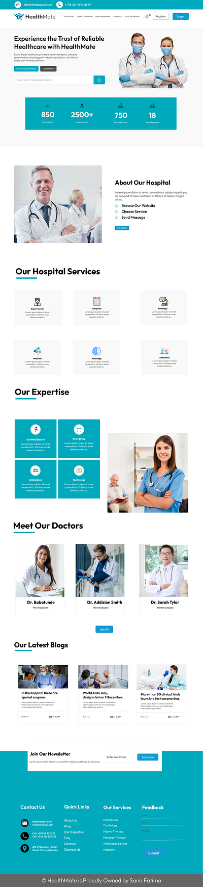 HealthMate Website Design design figma graphic design landing page uxui