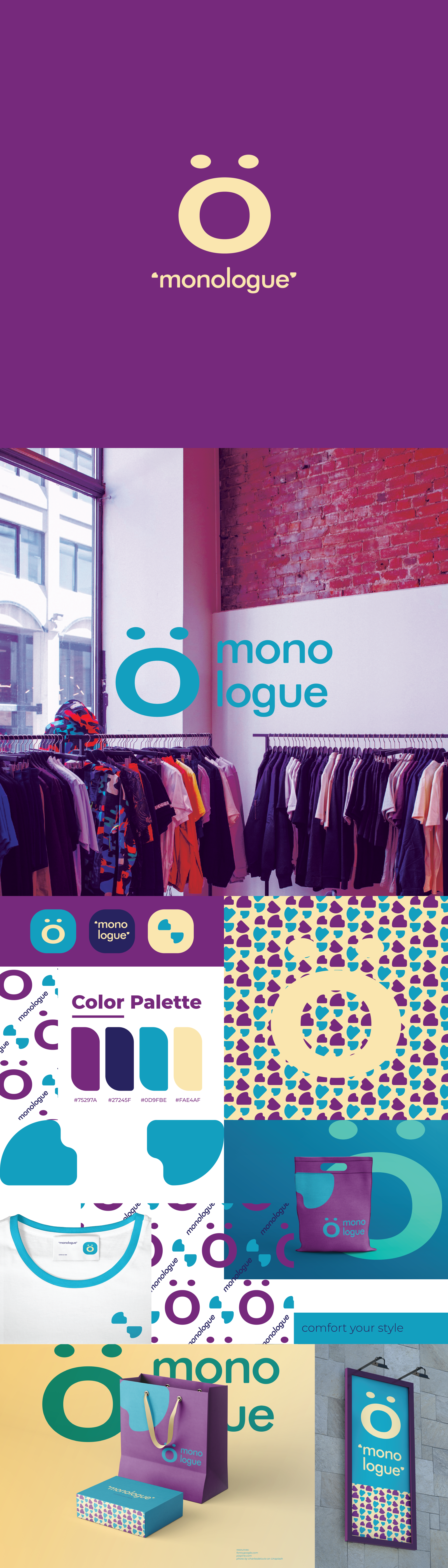 MONOLOGUE Clothing - Visual Identity (Personal Project) brand identity branding design graphic design illustration logo logo design vieual visual identity