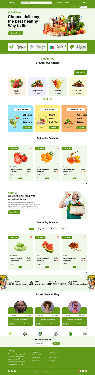 Grocery Webpage creativedesign designinspiration figma grocerywebpage ui ux webdesign xd