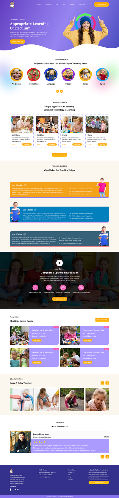 Kids webpage creativedesign designinspiration figma kidswebpage ui ux xd