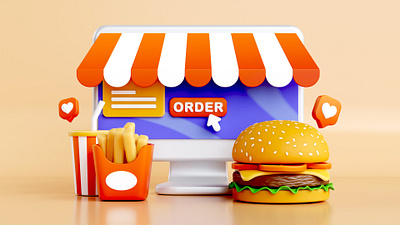 3D Illustration of an online food store 3d