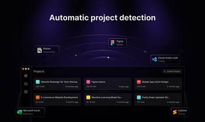 Automatic project detection illustration macos productivity ui