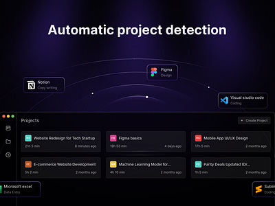 Automatic project detection illustration macos productivity ui