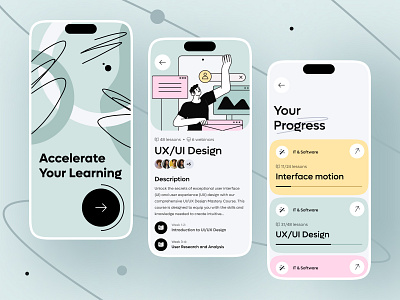 Online Education - Mobile app app design college e learning education learning learning platform mobile app online class online course online education school ui university ux