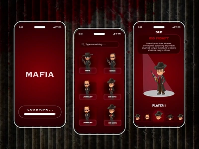 Mafia App Game Design app app design brand branding design digital digital art game game app game design graphic design identity branding illustration mafia ui ui app ui game ui ux ux app ux game