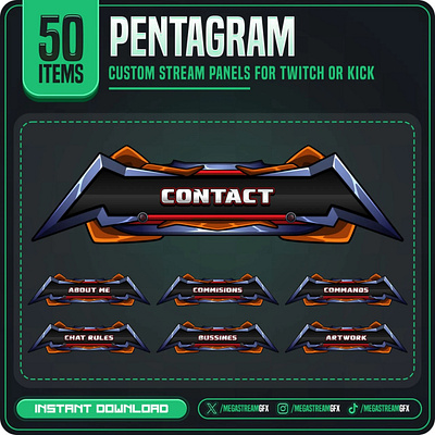 50x Pentagram Theme Panels | Stream Panels skull theme panel