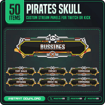 50x Pirates Skull Panels | Stream Panels fantasy panel