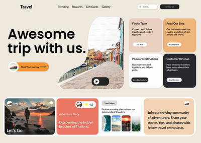 Stunning Travel Website Homepage Design concept design design designinspiration dribbble figma graphic design hero hero section inspiration landingpage productdesign responsivedesign travel ui uidesign uiux ux uxexperience webdesign websitedesign