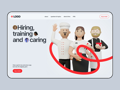 Landing page design +3D crew 3d 3d people horeca landing web